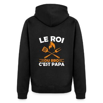 Le Roi Du Bbq C'est Papa Fête Des Pères Cadeau Bbq - Veste à capuche bio Premium Unisexe - noir - Dos - Nico (187cm)