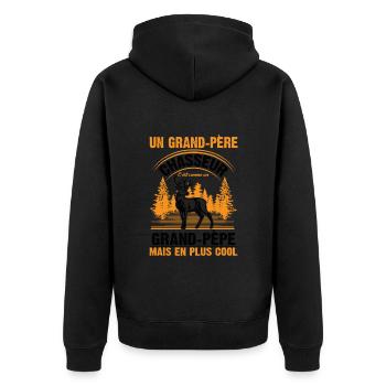 Grand-père Chasseur Chasser Cadeau Fête Des Pères - Veste à capuche bio Premium Unisexe - noir - Dos - Nico (187cm)