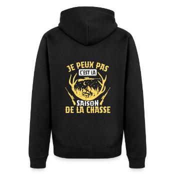 Je Peux Pas C'est La Saison De La Chasse Chasser - Veste à capuche bio Premium Unisexe - noir - Dos - Nico (187cm)