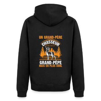 Grand-père Chasseur Chasser Cadeau Fête Des Pères - Veste à capuche bio Premium Unisexe - noir - Dos - Nico (187cm)
