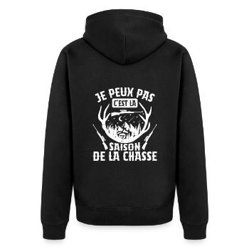 Je Peux Pas C'est La Saison De La Chasse Chasser - Veste à capuche bio Premium Unisexe - noir - Dos - Nico (187cm)