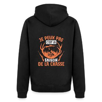 Je Peux Pas C'est La Saison De La Chasse Chasser - Veste à capuche bio Premium Unisexe - noir - Dos - Nico (187cm)