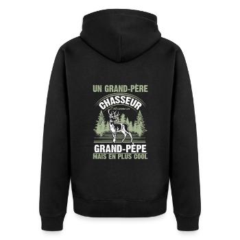 Grand-père Chasseur Chasser Cadeau Fête Des Pères - Veste à capuche bio Premium Unisexe - noir - Dos - Nico (187cm)