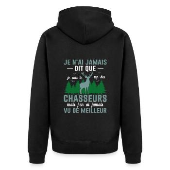 Chasser Fête Des Pères Idée Cadeau Papa Noël Cerf - Veste à capuche bio Premium Unisexe - noir - Dos - Nico (187cm)