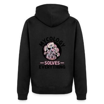 Mykologie Pilze Natur Wald Geschenkidee - Unisex Premium Bio Zip Hoodie - Schwarz - Hinten - Nico (187cm)