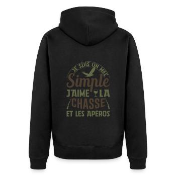 Chasse Et Apéros Chasser Cadeau Anniversaire Mec - Veste à capuche bio Premium Unisexe - noir - Dos - Nico (187cm)