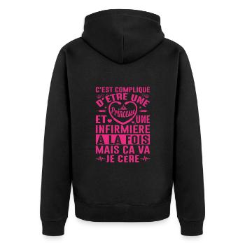 Princesse Et Infirmière Cadeau Anniversaire Noël - Veste à capuche bio Premium Unisexe - noir - Dos - Nico (187cm)