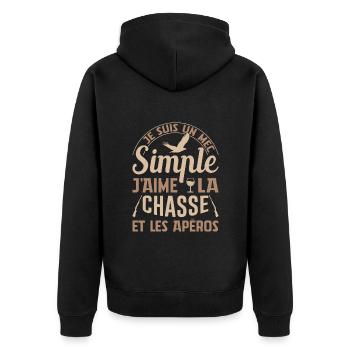 Chasse Et Apéros Chasser Cadeau Anniversaire Mec - Veste à capuche bio Premium Unisexe - noir - Dos - Nico (187cm)