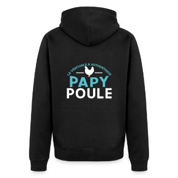 Papy Poule Cadeau Humour Anniversaire Cadeaux Cool - Veste à capuche bio Premium Unisexe - noir - Dos - Nico (187cm)