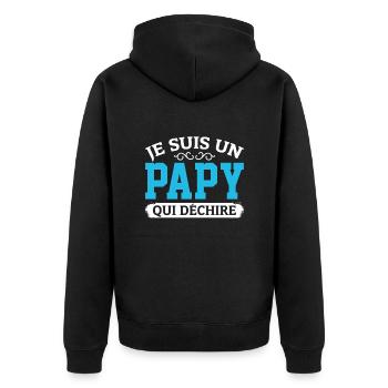 Papy Qui Déchire Fête Des Pères Anniversaire Noël - Veste à capuche bio Premium Unisexe - noir - Dos - Nico (187cm)