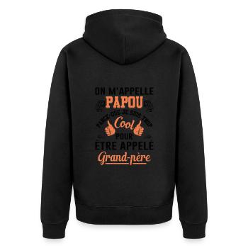 On M'appelle Papou Fête Des Pères Anniversaire Dad - Veste à capuche bio Premium Unisexe - noir - Dos - Nico (187cm)