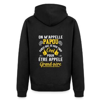 On M'appelle Papou Fête Des Pères Anniversaire Dad - Veste à capuche bio Premium Unisexe - noir - Dos - Nico (187cm)