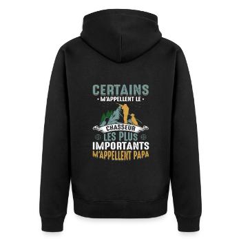 Papa Chasseur Chasser Cadeau Fête Des Pères Cool - Veste à capuche bio Premium Unisexe - noir - Dos - Nico (187cm)