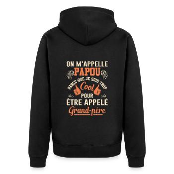 On M'appelle Papou Fête Des Pères Anniversaire Dad - Veste à capuche bio Premium Unisexe - noir - Dos - Nico (187cm)