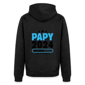 Papy 2024 Idée Cadeau Fête Des Pères Cool Annonce - Veste à capuche bio Premium Unisexe - noir - Dos - Nico (187cm)