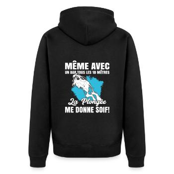 La Plongée Me Donne Soif Mer Cadeau Plongeur Apnée - Veste à capuche bio Premium Unisexe - noir - Dos - Nico (187cm)