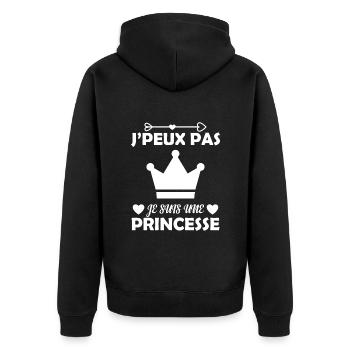Je Peux Pas Je Suis Une Princesse Cadeau Amour - Veste à capuche bio Premium Unisexe - noir - Dos - Nico (187cm)