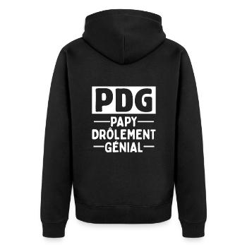 Papy Drôlement Génial Anniversaire Cadeau Citation - Veste à capuche bio Premium Unisexe - noir - Dos - Nico (187cm)