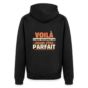 Grand-père Parfait Cadeau Fête Des Pères Papy Papi - Veste à capuche bio Premium Unisexe - noir - Dos - Nico (187cm)