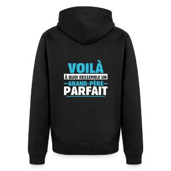 Grand-père Parfait Cadeau Fête Des Pères Papy Papi - Veste à capuche bio Premium Unisexe - noir - Dos - Nico (187cm)