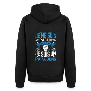 Je Suis Un Papa Bonus Fête Des Pères Anniversaire - Veste à capuche bio Premium Unisexe - noir - Dos - Nico (187cm)