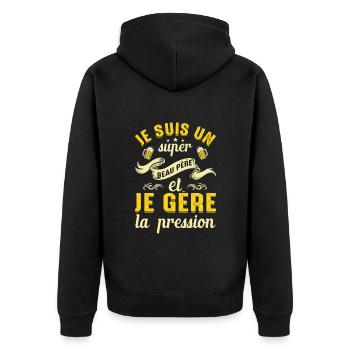 Super Beau-père Papa Idée Cadeau Fête Des Pères - Veste à capuche bio Premium Unisexe - noir - Dos - Nico (187cm)