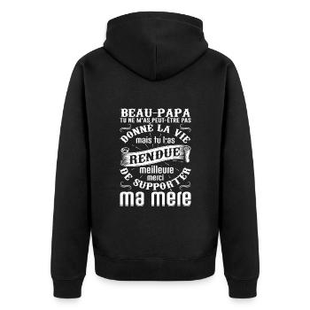 Beau-père Beau Papa Beaupère Beau-papa Amour Bonus - Veste à capuche bio Premium Unisexe - noir - Dos - Nico (187cm)