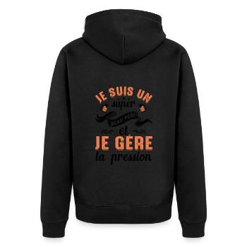 Super Beau-père Papa Idée Cadeau Fête Des Pères - Veste à capuche bio Premium Unisexe - noir - Dos - Nico (187cm)