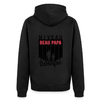 Niveau Beau-papa Débloqué Fête Des Pères Papa Dad - Veste à capuche bio Premium Unisexe - noir - Dos - Nico (187cm)