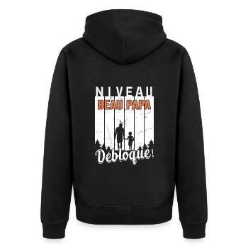 Niveau Beau-papa Débloqué Fête Des Pères Papa Dad - Veste à capuche bio Premium Unisexe - noir - Dos - Nico (187cm)