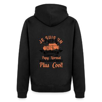 Papy Routier Cadeau Anniversaire Transport Route - Veste à capuche bio Premium Unisexe - noir - Dos - Nico (187cm)