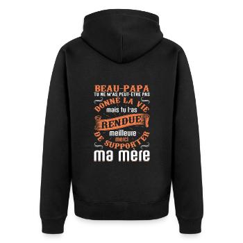 Beau-père Beau Papa Beaupère Beau-papa Amour Bonus - Veste à capuche bio Premium Unisexe - noir - Dos - Nico (187cm)