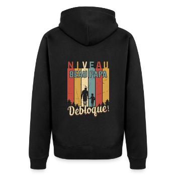 Niveau Beau-papa Débloqué Fête Des Pères Papa Dad - Veste à capuche bio Premium Unisexe - noir - Dos - Nico (187cm)