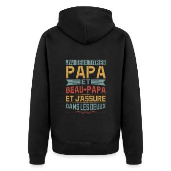 Papa Et Beau-papa Fête Des Pères Anniversaire Cool - Veste à capuche bio Premium Unisexe - noir - Dos - Nico (187cm)