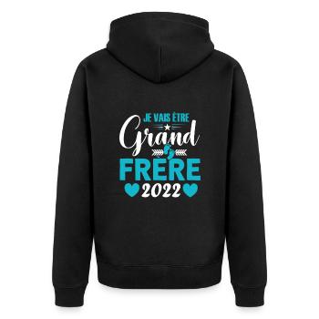 Grand-frère 2022 Idée Cadeau De Grossesse Big Bro - Veste à capuche bio Premium Unisexe - noir - Dos - Nico (187cm)