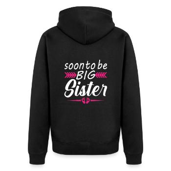 Bientôt Grande Sœur Enceinte Maman Grossesse - Veste à capuche bio Premium Unisexe - noir - Dos - Nico (187cm)