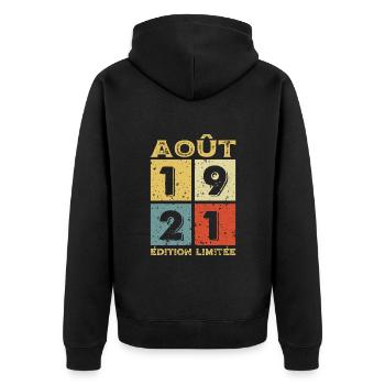 Août 1921 Original Idée Cadeau Anniversaire - Veste à capuche bio Premium Unisexe - noir - Dos - Nico (187cm)