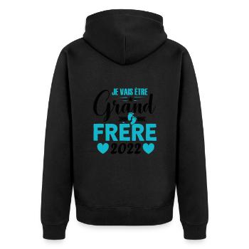 Grand-frère 2022 Idée Cadeau De Grossesse Big Bro - Veste à capuche bio Premium Unisexe - noir - Dos - Nico (187cm)