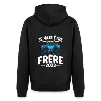 Je Vais Être Grand Frère 2023 Idée Cadeau Amour - Veste à capuche bio Premium Unisexe - noir - Dos - Nico (187cm)