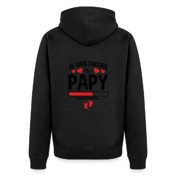 Je Vais Encore Être Papy Idée Cadeau Annonce Papi - Veste à capuche bio Premium Unisexe - noir - Dos - Nico (187cm)