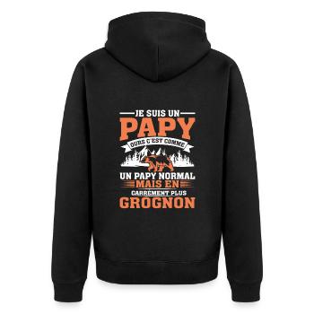 Papy Ours Plus Grognon Anniversaire Noël Cadeau - Veste à capuche bio Premium Unisexe - noir - Dos - Nico (187cm)