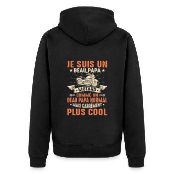 Beau-papa Motard Moto Sport Fête Des Pères Cadeau - Veste à capuche bio Premium Unisexe - noir - Dos - Nico (187cm)