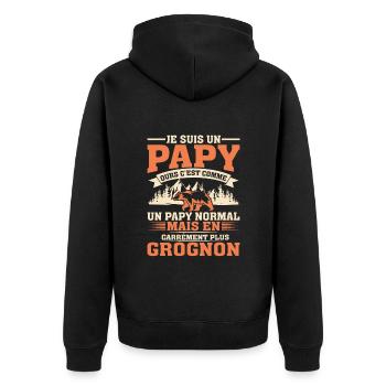 Papy Ours Plus Grognon Anniversaire Noël Cadeau - Veste à capuche bio Premium Unisexe - noir - Dos - Nico (187cm)
