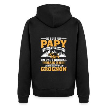 Papy Ours Plus Grognon Anniversaire Noël Cadeau - Veste à capuche bio Premium Unisexe - noir - Dos - Nico (187cm)