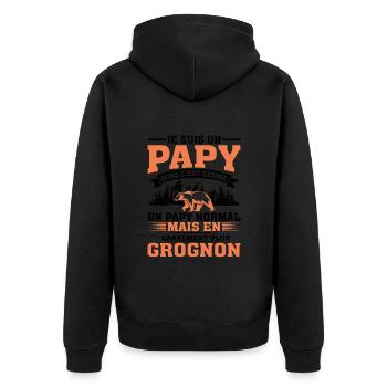 Papy Ours Plus Grognon Anniversaire Noël Cadeau - Veste à capuche bio Premium Unisexe - noir - Dos - Nico (187cm)