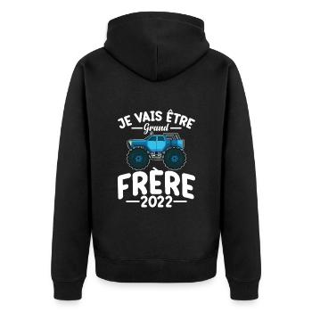 Je Vais Être Grand Frère 2022 Idée Cadeau Amour - Veste à capuche bio Premium Unisexe - noir - Dos - Nico (187cm)