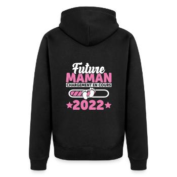 Future Maman 2022 Enceinte Idée Cadeau Amour Coeur - Veste à capuche bio Premium Unisexe - noir - Dos - Nico (187cm)