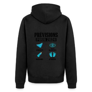 Prévisions Pour 2024 Maman Enceinte Idée Cadeau - Veste à capuche bio Premium Unisexe - noir - Dos - Nico (187cm)