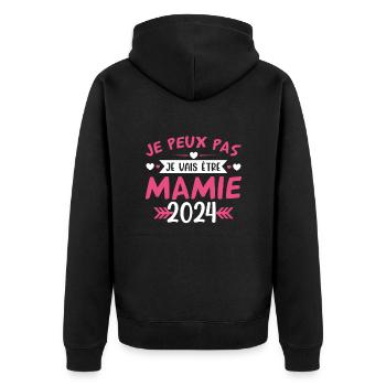 Mamie 2024 Cadeau Enceinte Maman Anniversaire Cool - Veste à capuche bio Premium Unisexe - noir - Dos - Nico (187cm)