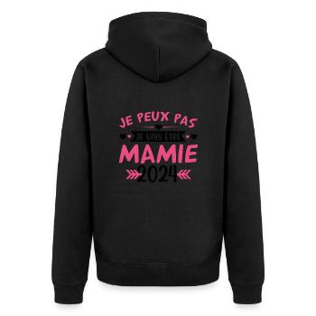 Mamie 2024 Cadeau Enceinte Maman Anniversaire Cool - Veste à capuche bio Premium Unisexe - noir - Dos - Nico (187cm)